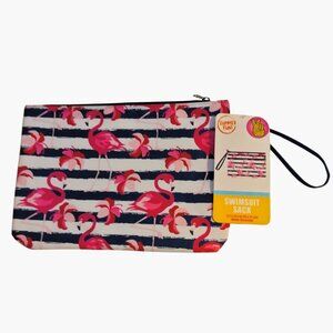 Swimsuit Sack Flamingo Print Water Resistant Clear Touchscreen Pocket